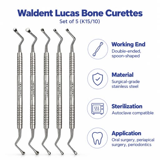 Waldent Lucas Bone Curettes - Set of 5 (K15/10)