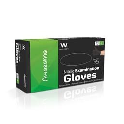 Waldent Nitrile Examination Gloves- Black (Large) (Pack of 80)
