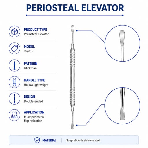 Waldent Periosteal Elevator Glickman - Hollow (15/812)