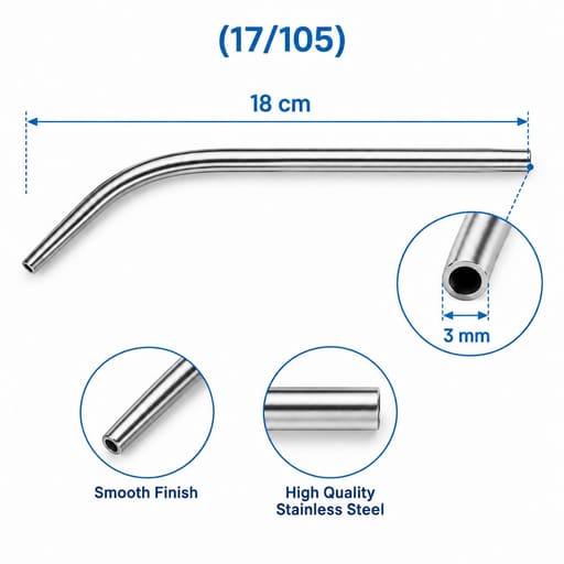 Waldent Suction Tube Curved 18cm