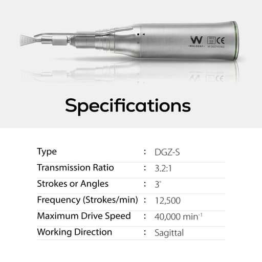 Waldent Surgical Bone Saw Handpiece - Sagittal (Front & Back Cutting Motion) | DGZ-S