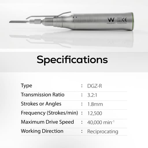 Waldent Surgical Saw Handpiece - Reciprocating (Up & Down Cutting Motion) | DGZ-R