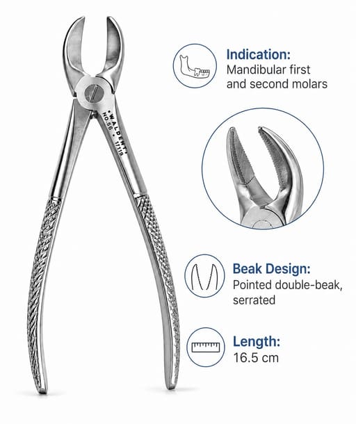 Waldent Tooth Extraction Forceps Lower Molars No. 56 (1/119)