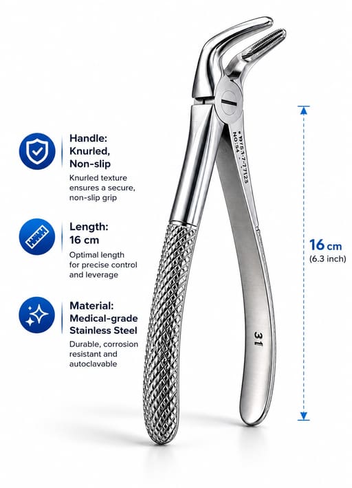 Waldent Tooth Extraction Forceps Lower Roots No. 31 (1/126)