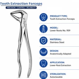 Waldent Tooth Extraction Forceps Lower Roots No. 959 (1/169) - 5