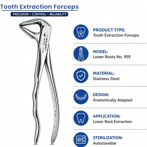 Waldent Tooth Extraction Forceps Lower Roots No. 959 (1/169)
