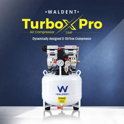 Waldent TurboX Pro Dental Air Compressor 1.1HP- Round Tank (WAC-110-TP-RT)