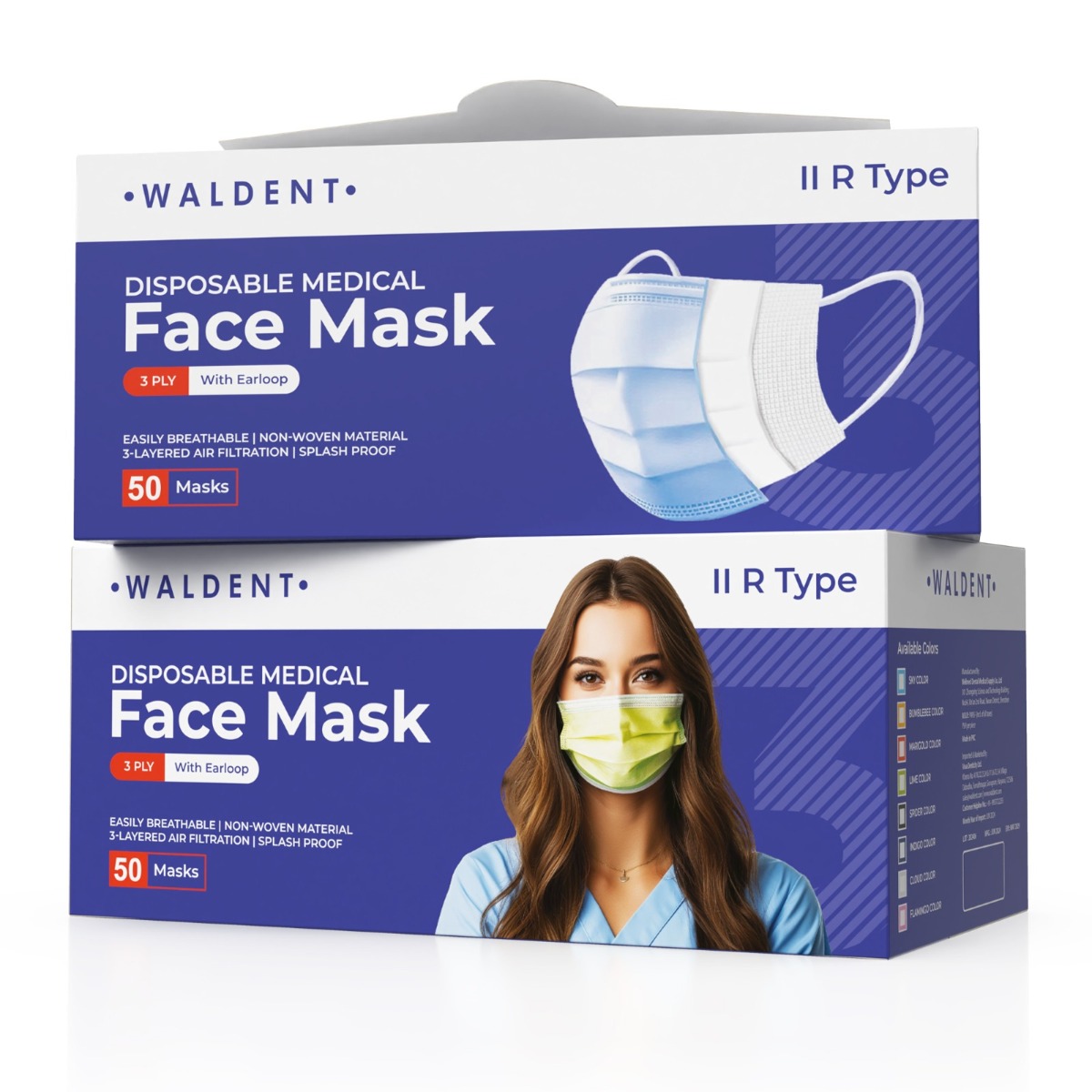 Waldent 3 Ply Mask - BumbleBee Color (Pack of 50)