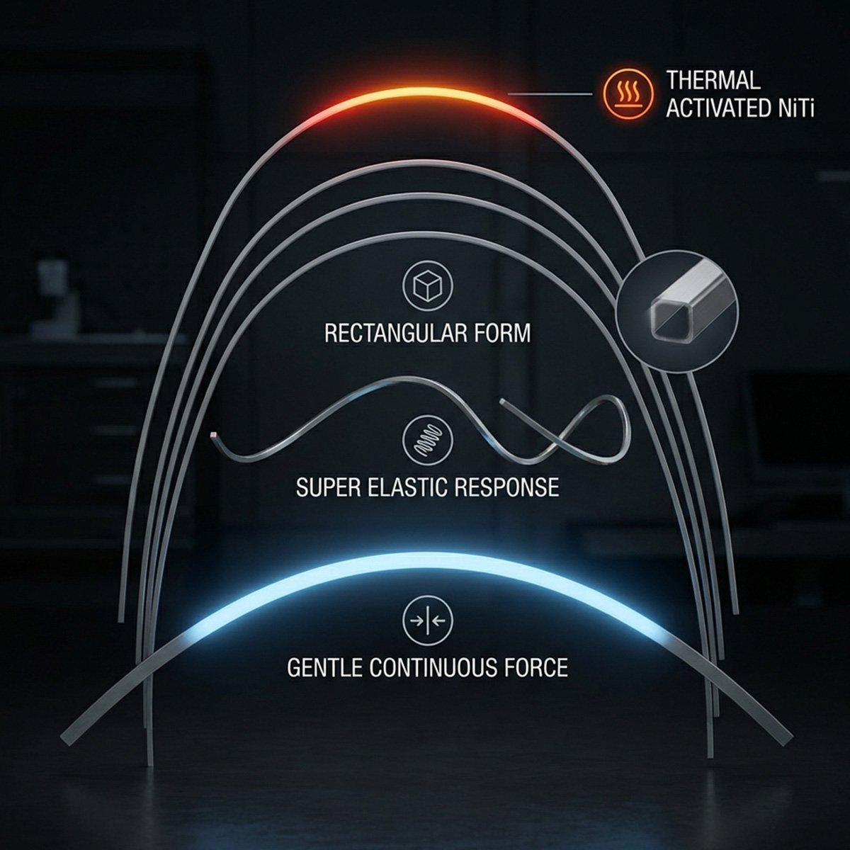 OrthoMetric Flexy NiTi Thermal 35ºC ALX Archwires - Rectangular (10/Pk)