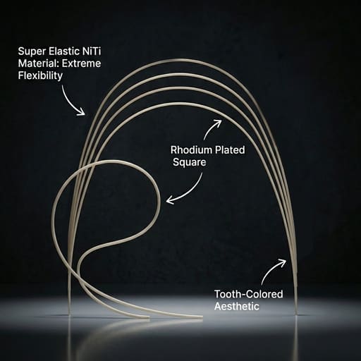 OrthoMetric Flexy NiTi Super Elastic Esthetic Rhodium Plated Archwires - Square (1/Pk)