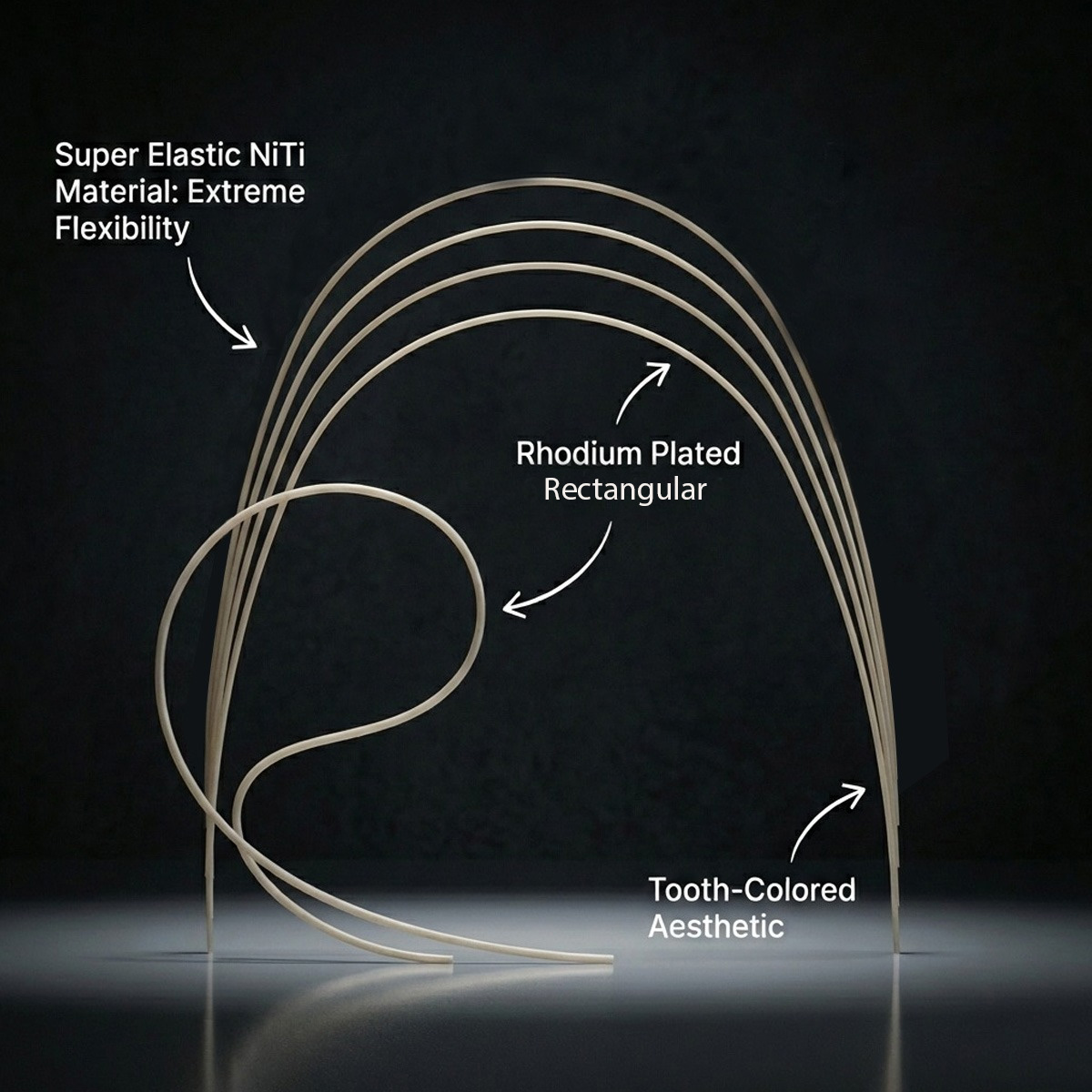 OrthoMetric Flexy NiTi Super Elastic Esthetic Rhodium Plated Archwires - Rectangular (1/Pk)