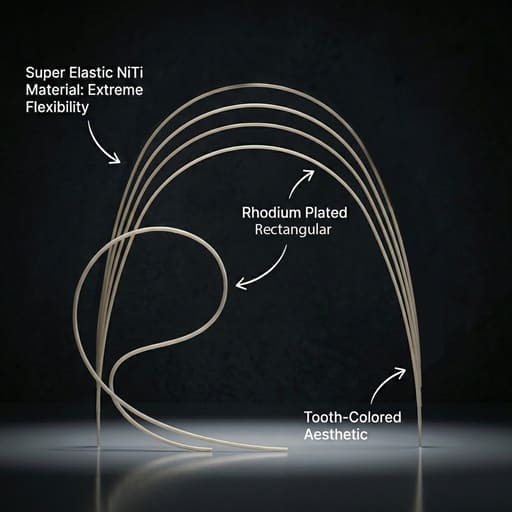 OrthoMetric Flexy NiTi Super Elastic Esthetic Rhodium Plated Archwires - Rectangular (1/Pk)