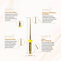 DentsMind DM-F1 NiTi Gold Rotary Files - 21mm(Pack of 6) - 7