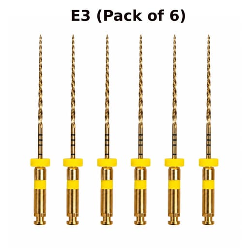DentsMind InnoTaper NiTi Gold Rotary Files 25mm - E3 (Pack of 6)