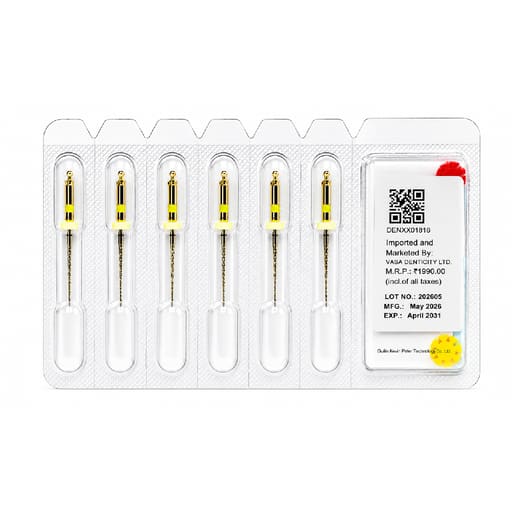 DentsMind DM-F1 NiTi Gold Rotary Files - 21mm(Pack of 6)