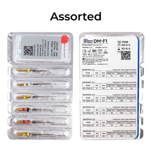 DentsMind DM-F1 NiTi Gold Rotary Files - 25mm (Pack of 6)