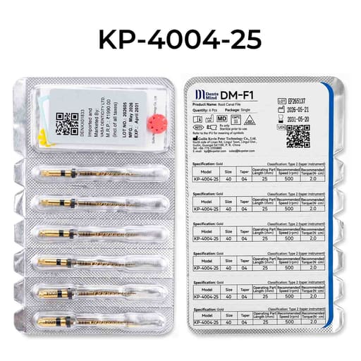 DentsMind DM-F1 NiTi Gold Rotary Files - 25mm (Pack of 6)