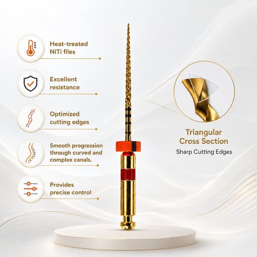 DentsMind DM-F1 NiTi Gold Rotary Files - 25mm (Pack of 6)