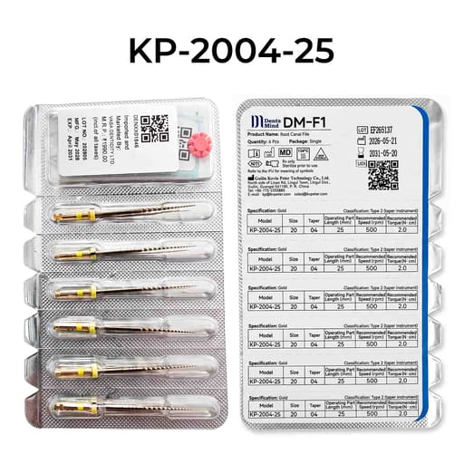 DentsMind DM-F1 NiTi Gold Rotary Files - 25mm (Pack of 6)