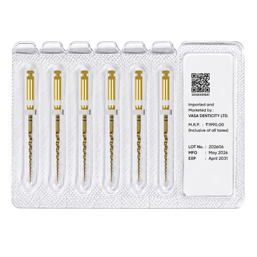 DentsMind InnoTaper NiTi Gold Rotary Files - 21mm (Pack of 6)