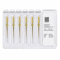 DentsMind InnoTaper NiTi Gold Rotary Files - 21mm (Pack of 6) - 8