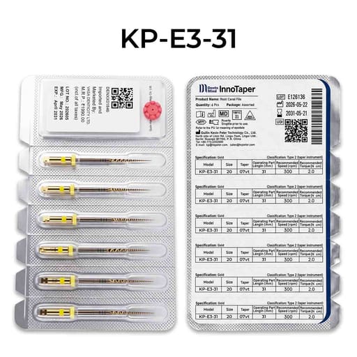 DentsMind InnoTaper NiTi Gold Rotary Files 31mm - E3 (Pack of 6)