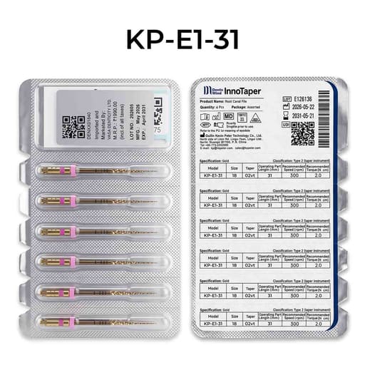 DentsMind InnoTaper NiTi Gold Rotary files - 31mm (Pack of 6)