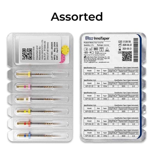 DentsMind InnoTaper NiTi Gold Rotary files - 31mm (Pack of 6)