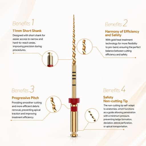 DentsMind InnoTaper NiTi Gold Rotary files - 31mm (Pack of 6)