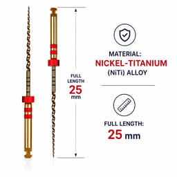 Woodpecker W3-Pro NiTi Rotary Files 25mm - 25/6% (Pack of 6) - 3