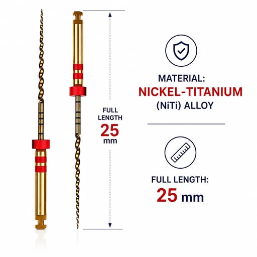 Woodpecker W3-Pro NiTi Rotary Files 25mm - 25/6% (Pack of 6)