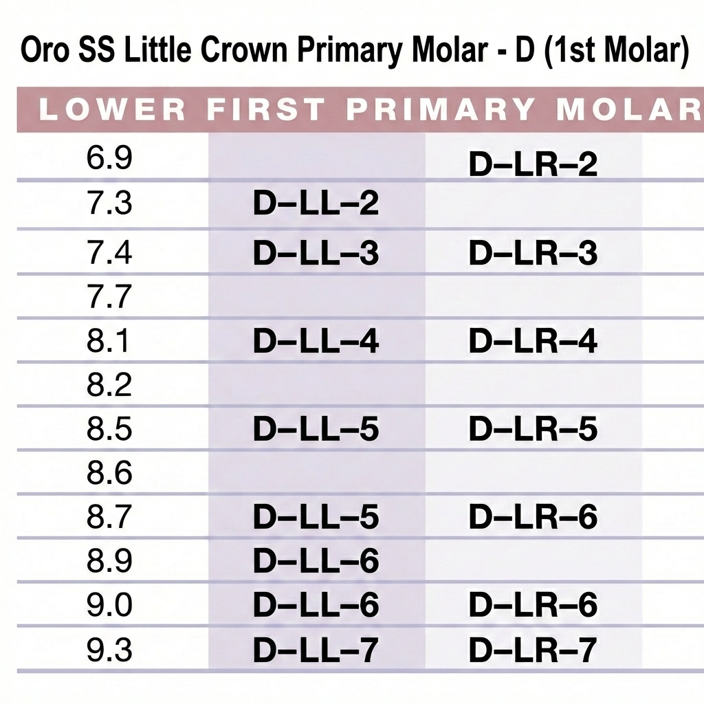 Oro SS Little Crown Primary Molar - D (1st Molar)