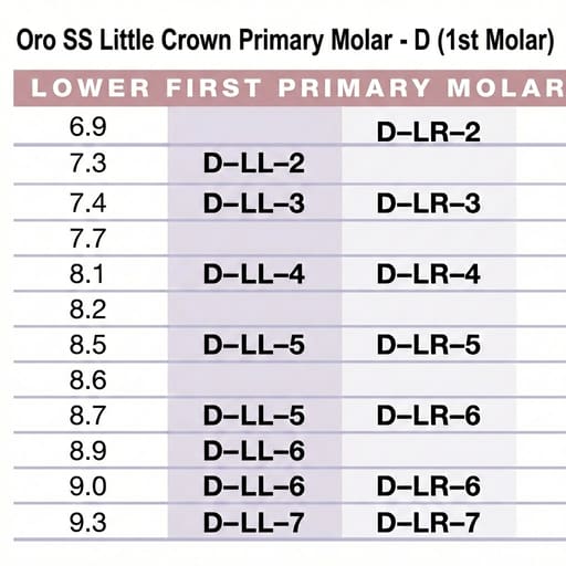 Oro SS Little Crown Primary Molar - D (1st Molar) (Pack of 5)