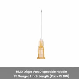 HMD Dispo Van Disposable Needle 25 Gauge | 1 Inch Length (Pack Of 100)
