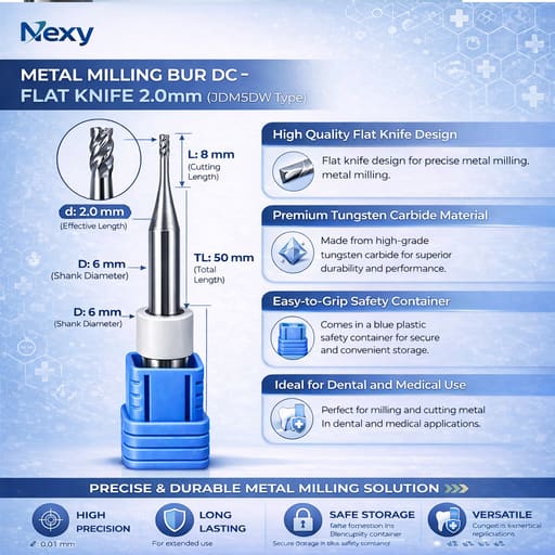 Nexy Metal Milling Bur  - Flat Knife 2.0mm (JDM5DW Type)-T6