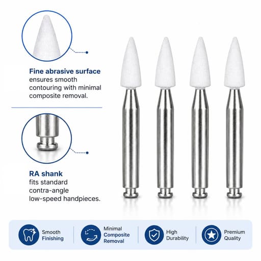 Youdent Composite Interproximal & Groove Finishing Kit RA - WR033 | White Flame Shaped (Pack of 12)