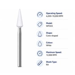 Youdent Composite Surface Finishing & Smoothing Kit FG - WF043 | White Cone Shaped (Pack of 12) - 4