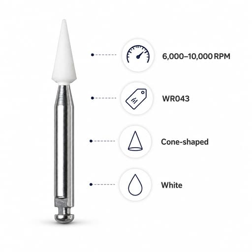 Youdent Composite Surface Finishing & Smoothing Kit RA - WR043 | White Cone Shaped (Pack of 12)