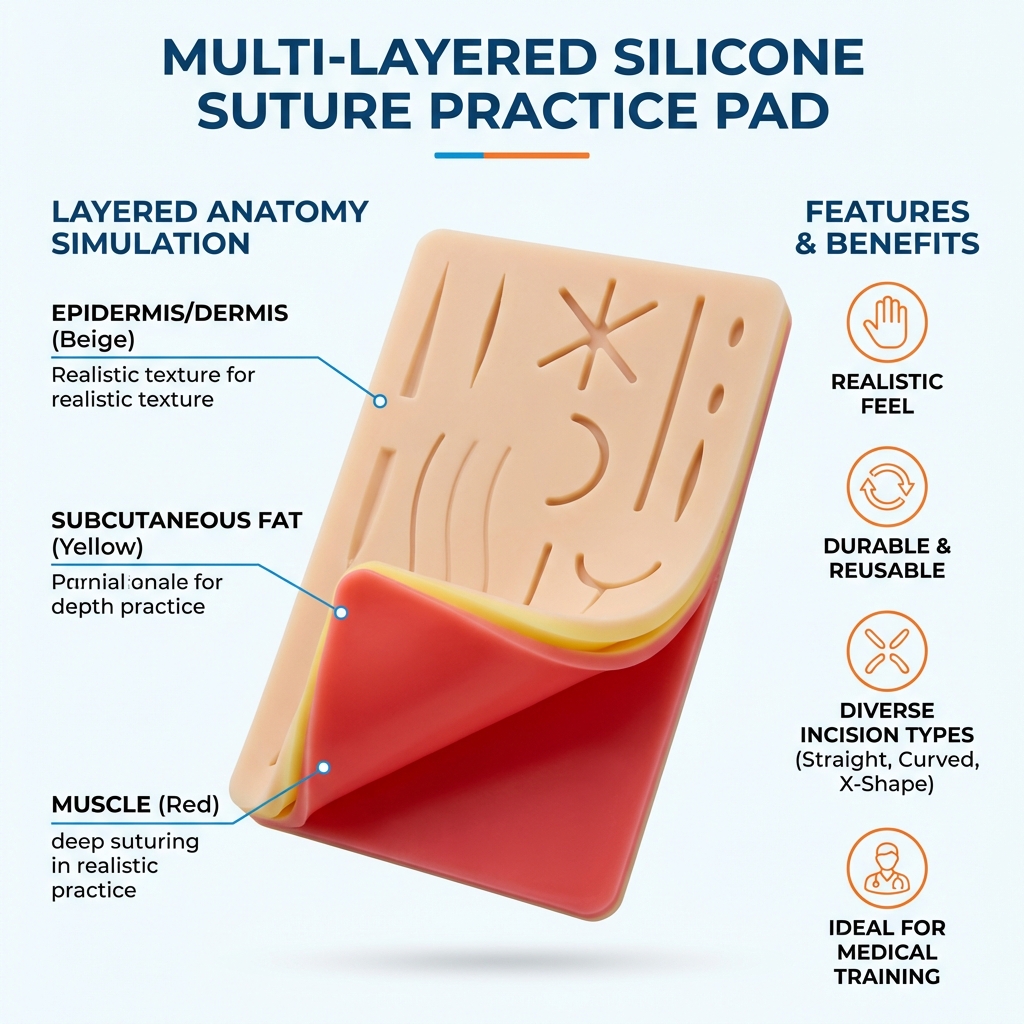iDENTical Silicone Suture Practice Pad with 14 Pre-cuts- Type B