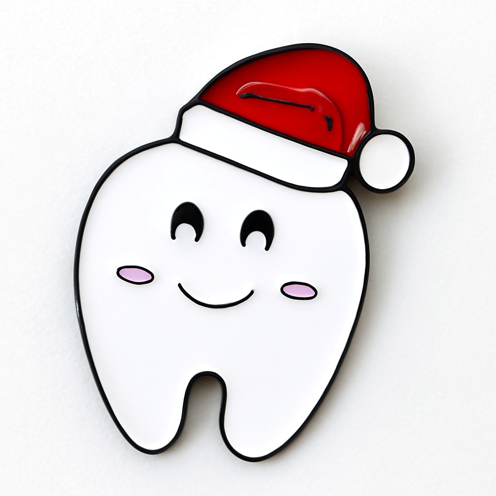 iDentical Tooth With Santa Hat Shape Brooch - Pack of 1 (ZYR-4062)