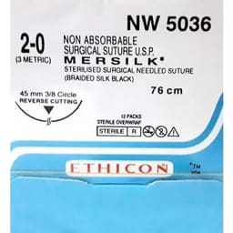 Ethicon Mersilk #2-0 Black Braided Suture1 - 76Cm(Nw5036) Pack Of 12