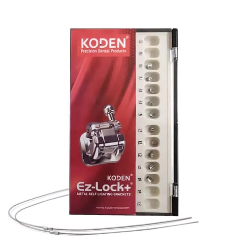 Koden EZ Lock + Metal Self Ligating Bracket Kit MBT 018 With 3 Sets of Cu NiTi Archwires
