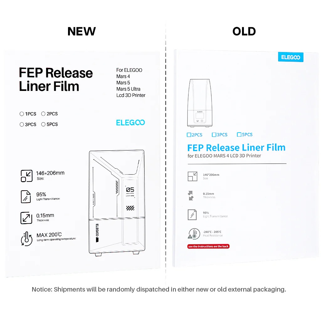 Elegoo Mars 4 Max LCD 3D Printer FEP Film (Pack of 5)