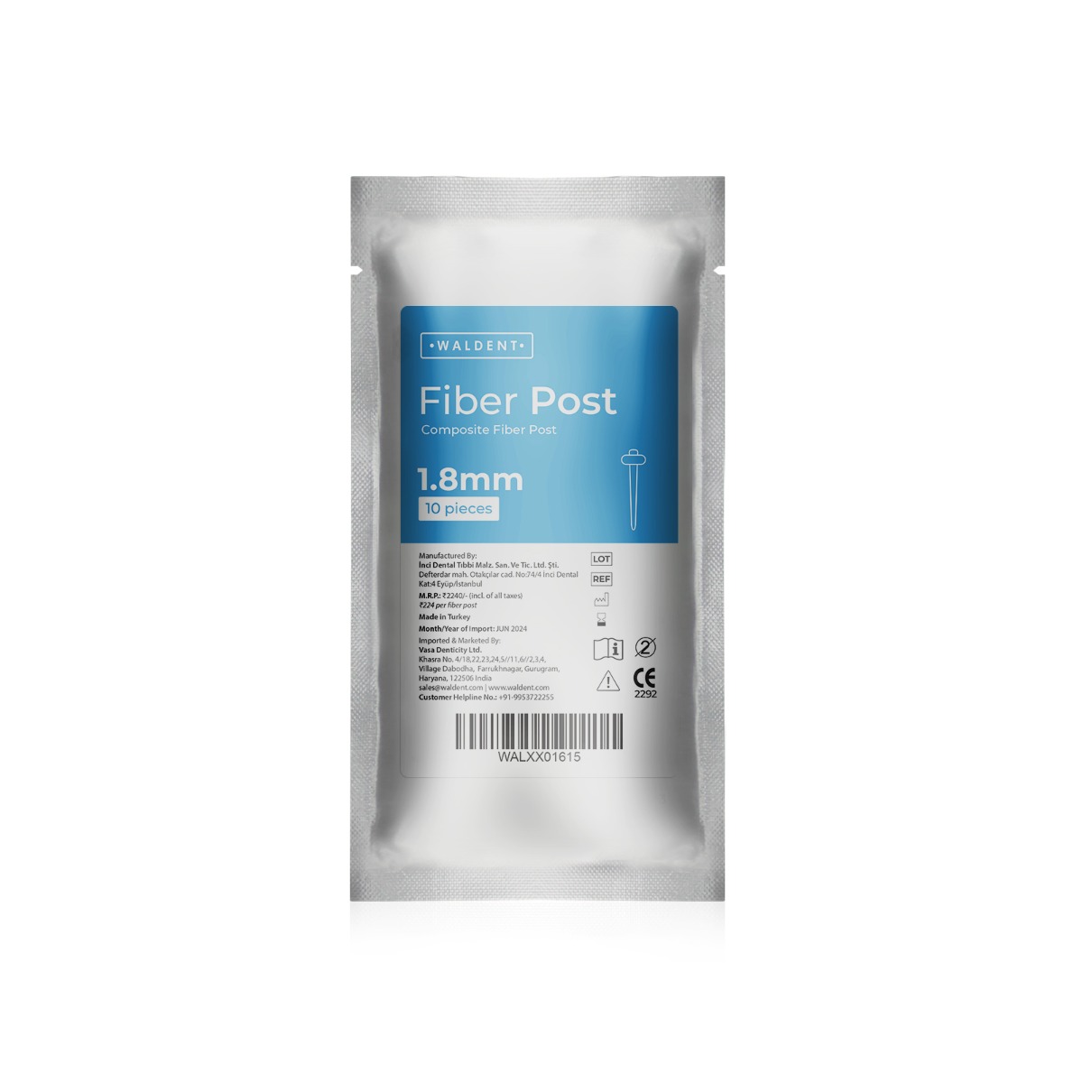 Waldent Radiopaque Composite Fiber Post Refills - 1.8mm (10pcs/pack)     