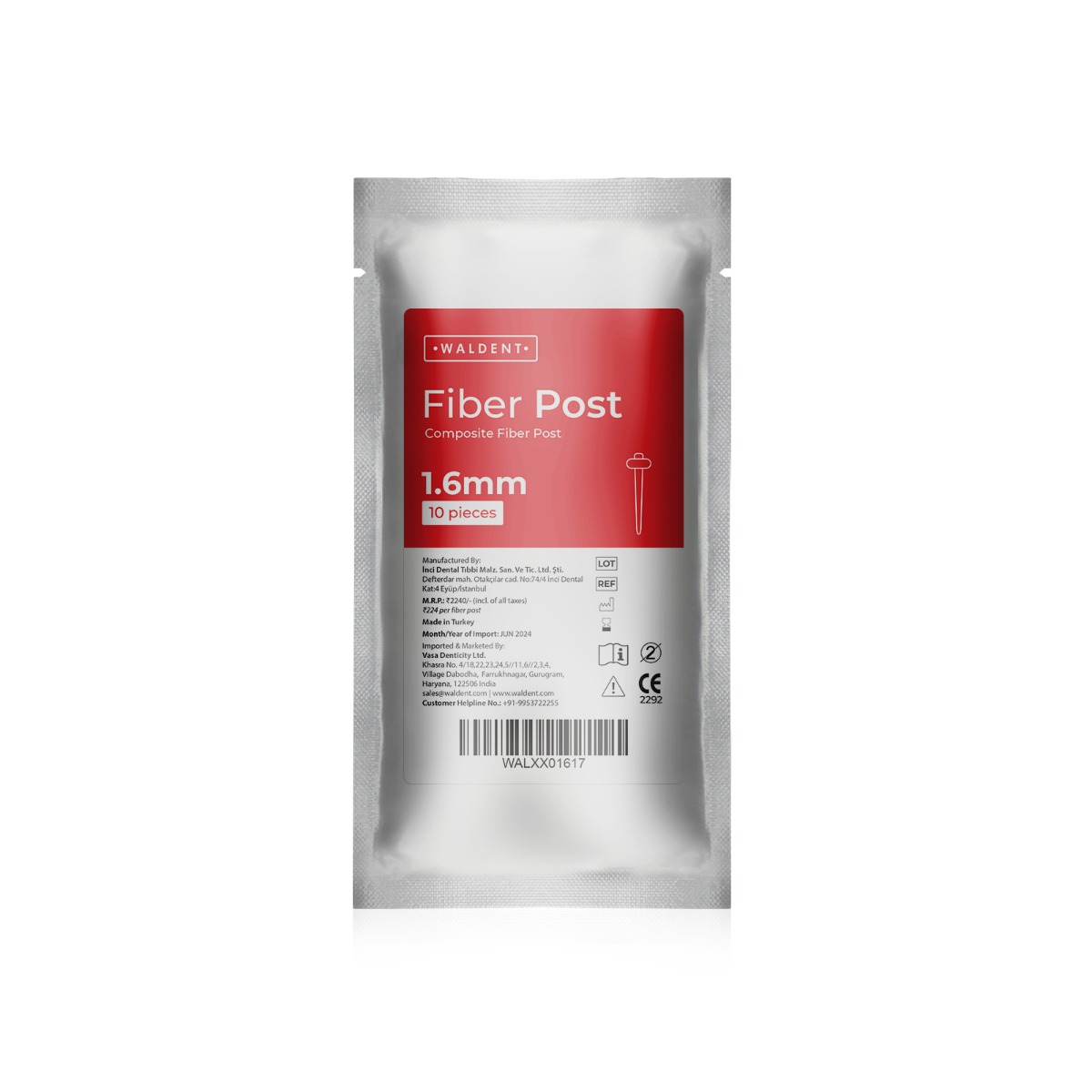 Waldent Radiopaque Composite Fiber Post Refills - 1.6mm (10pcs/pack)   