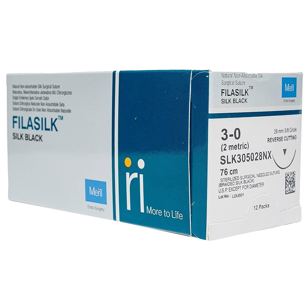 Meril Filasilk #3-0 Black Braided Silk Suture