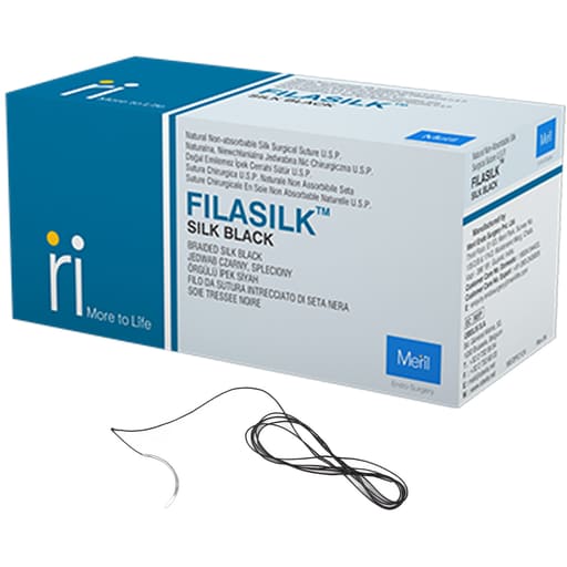 Meril Filasilk #5-0 Black Braided Silk Suture