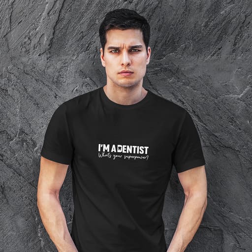 DentiCrew Round Neck Cotton T-Shirts Black - I am Dentist