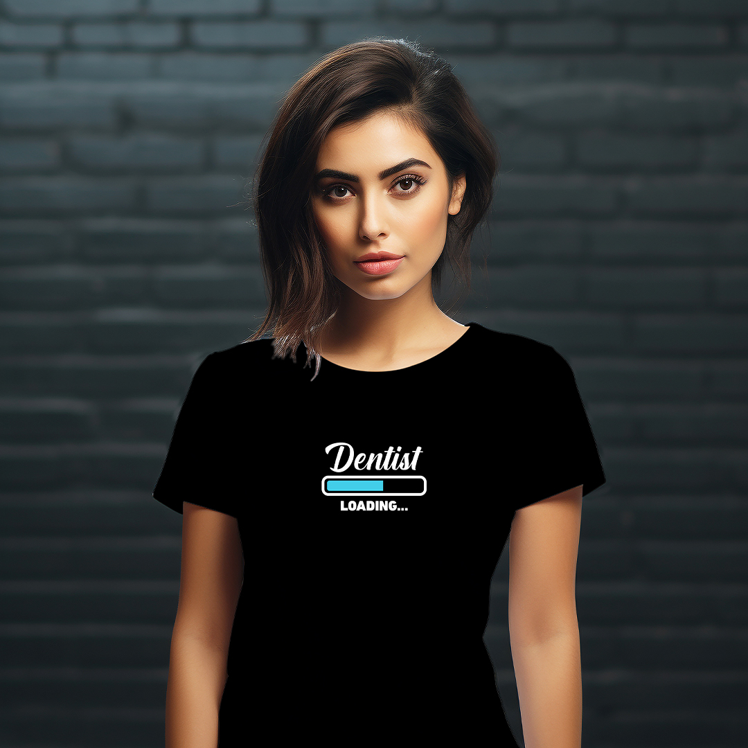 DentiCrew Round Neck Cotton T-Shirts Black - Dentist Loading