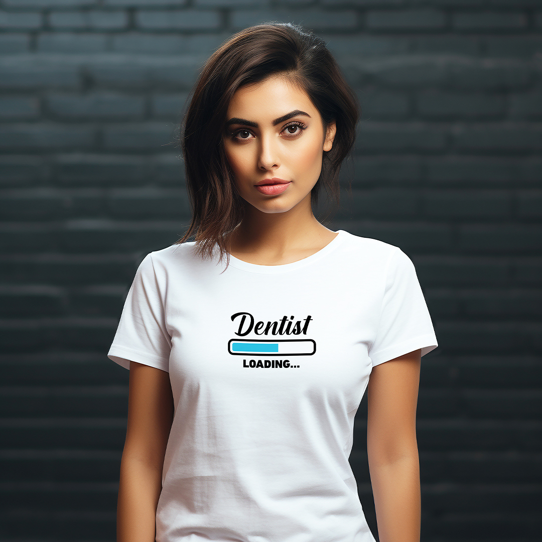 DentiCrew Round Neck Cotton T-Shirts White - Dentist Loading